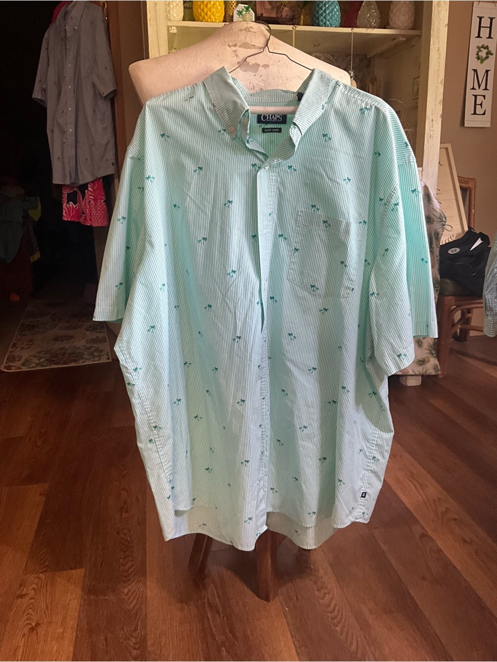 Chaps size 3XLT SS palm tree, print button up